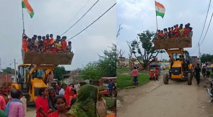 सावन में आस्था के अजब-गजब रंग, बरेली से बुलडोजर के साथ निकली कांवर यात्रा
